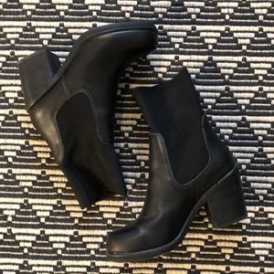 Chunky Heel Black Sock Boots